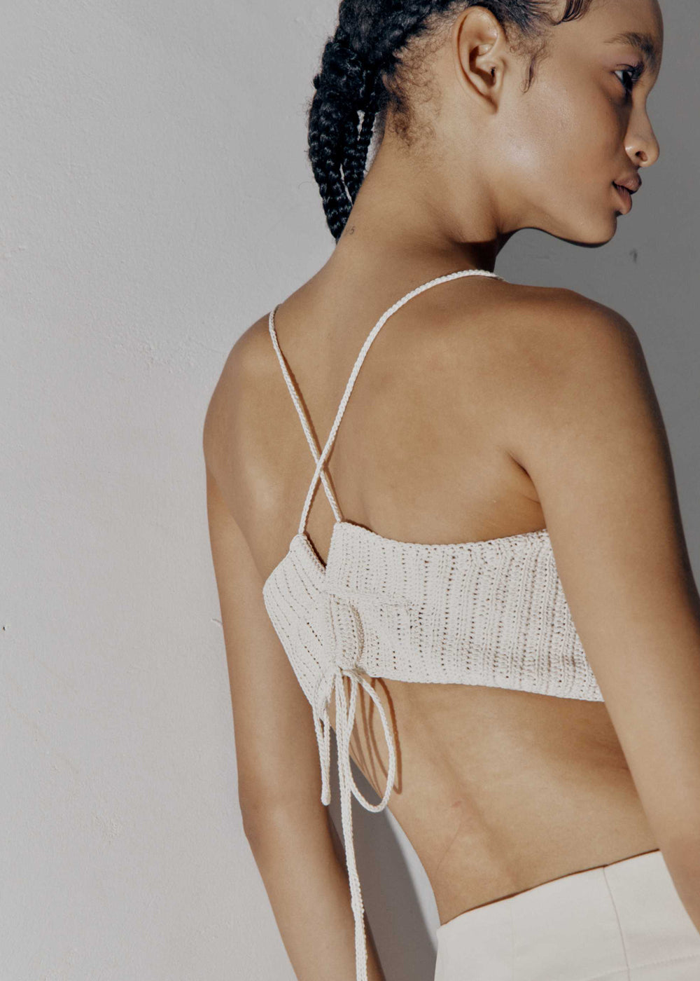 HANDMADE COTTON KNIT BUSTIER_BEIGE