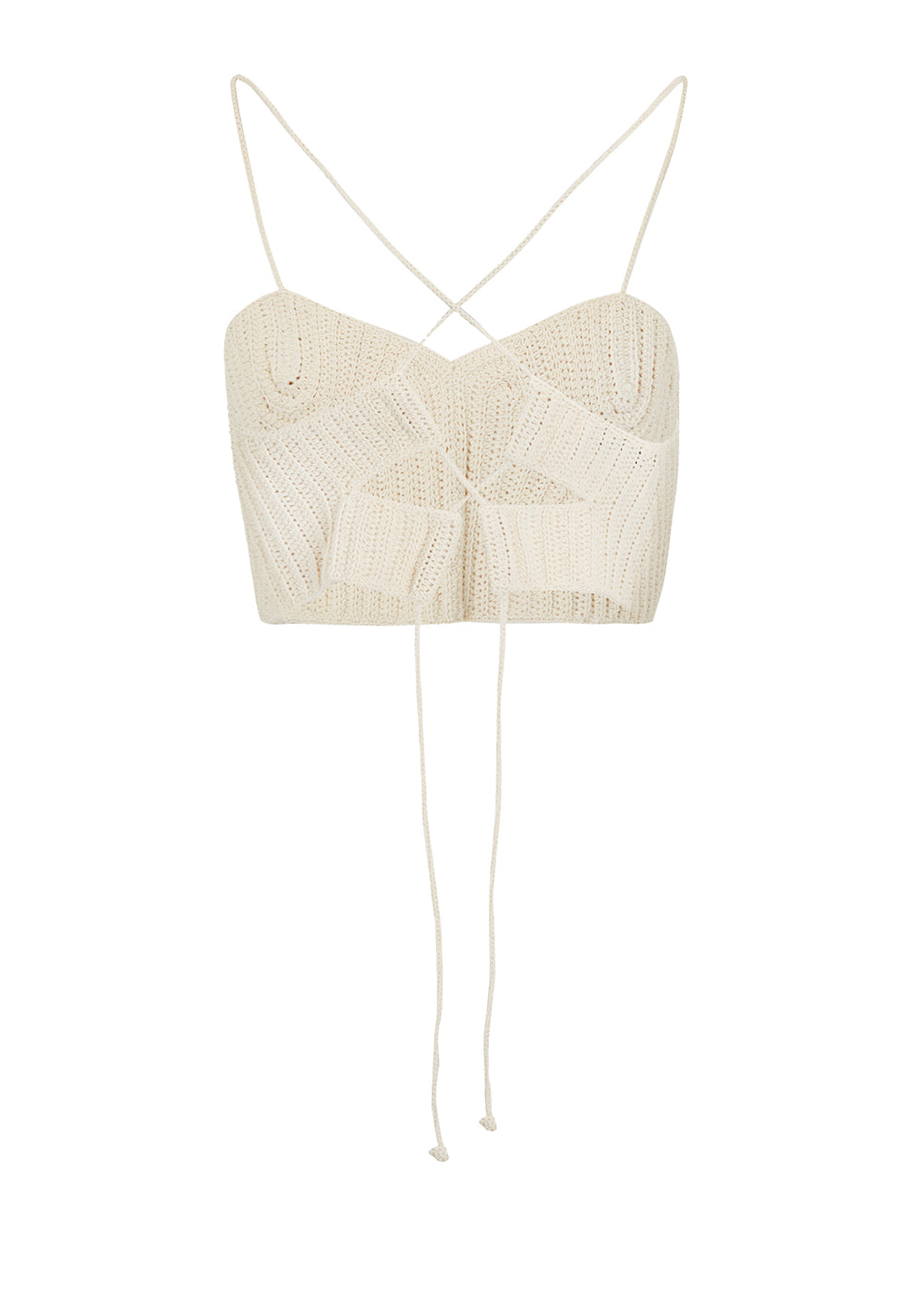 HANDMADE COTTON KNIT BUSTIER_BEIGE