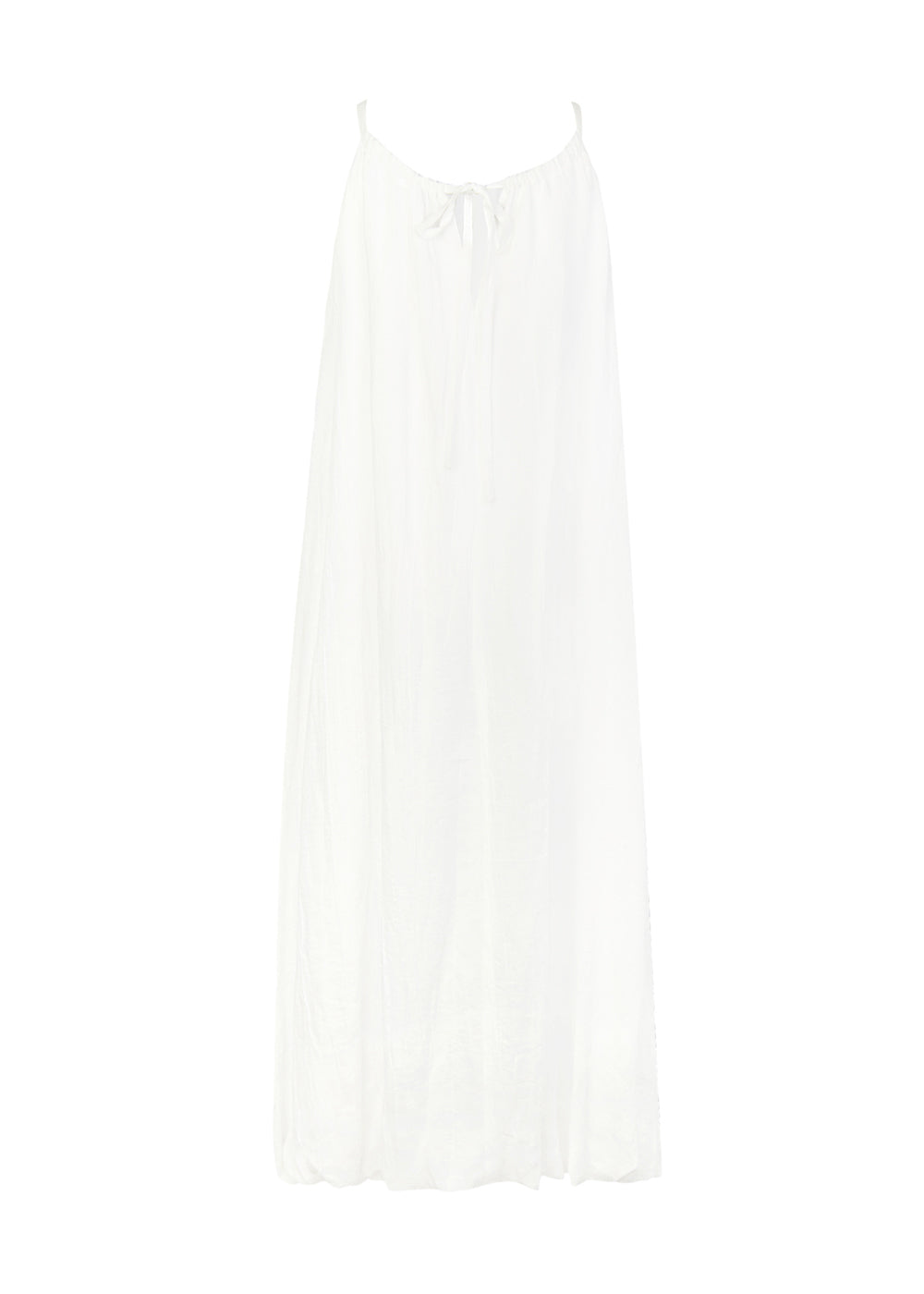 WRINKLE LINEN HALTER-NECK BALLOON DRESS