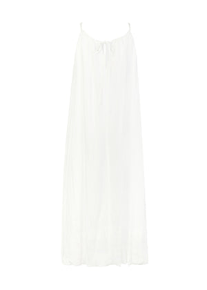 WRINKLE LINEN HALTER-NECK BALLOON DRESS