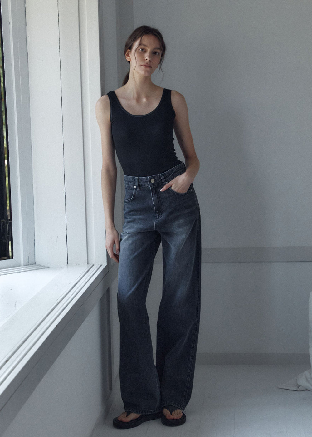 SIGNATURE BLACK DENIM PANTS_BLACK