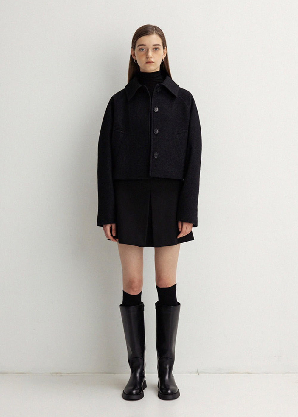 RAGLAN SLEEVE WOOL JACKET_BLACK