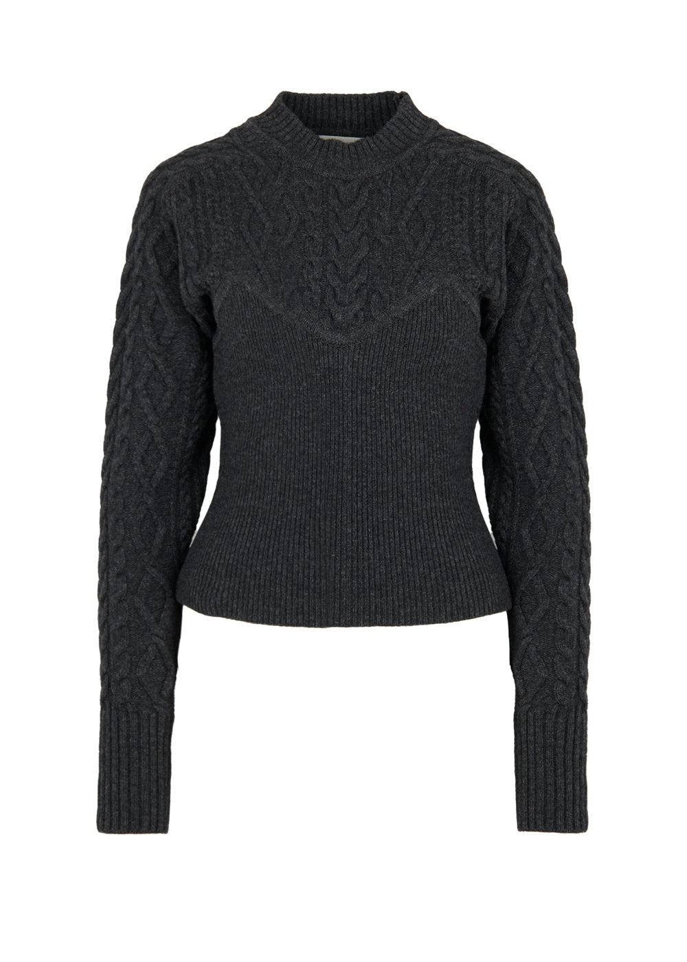 CASHMERE BLEND VOLUME SLEEVE KNIT_CHARCOAL