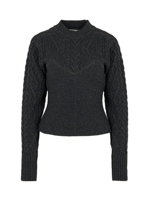CASHMERE BLEND VOLUME SLEEVE KNIT_CHARCOAL