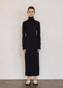 RIBBED MAXI DRESS_BLACK