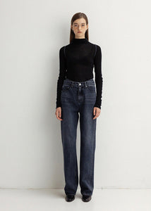 WOOL EDGE POINTED TOP_BLACK