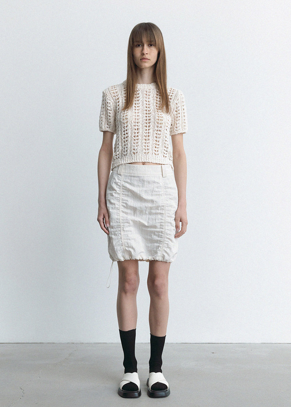 CROCHET ROUND NECK KNIT TOP_ECRU