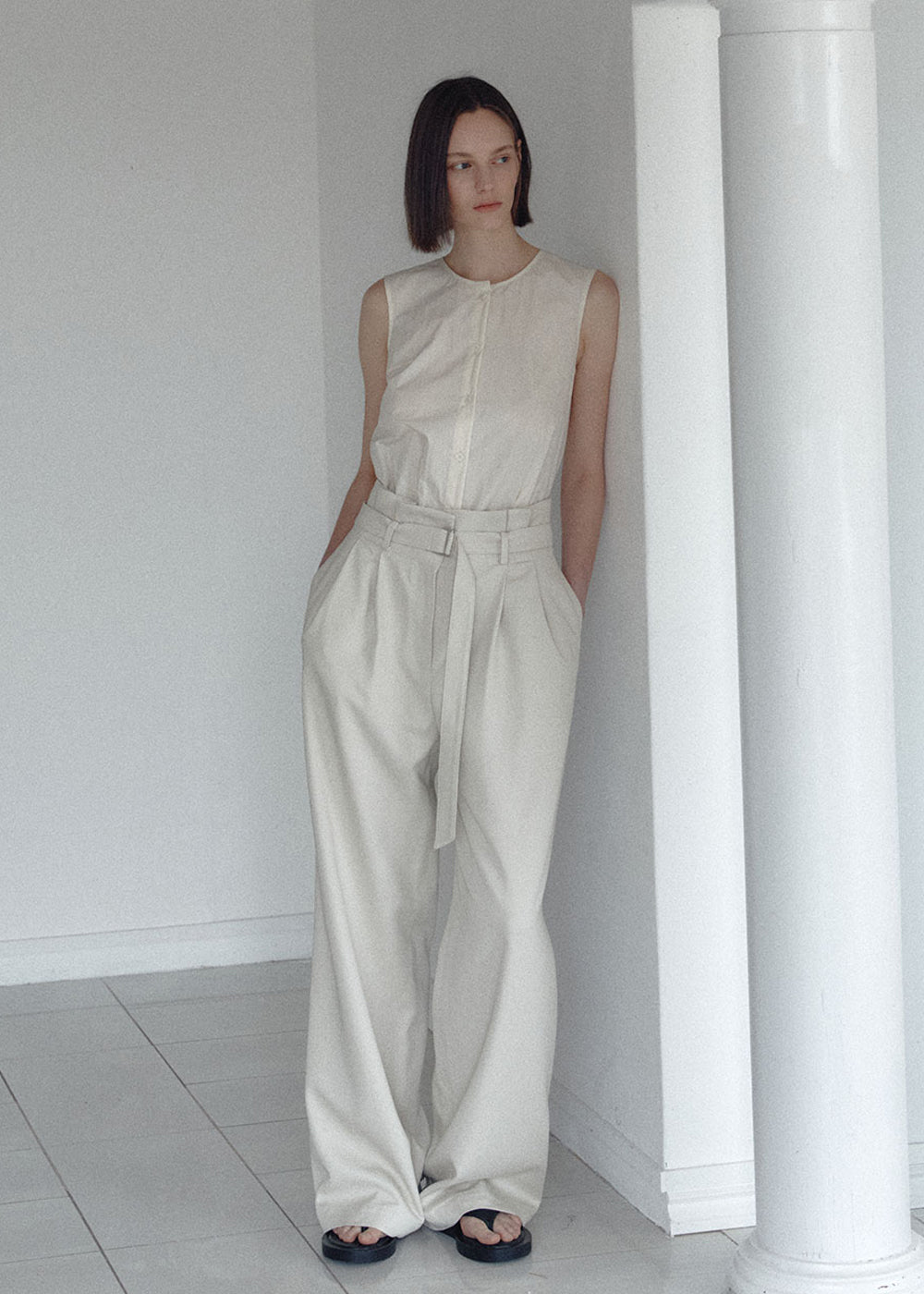 TWO-WAY BELTED JUMPSUIT_BEIGE