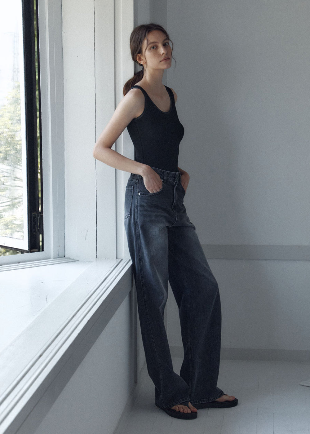 SIGNATURE BLACK DENIM PANTS_BLACK