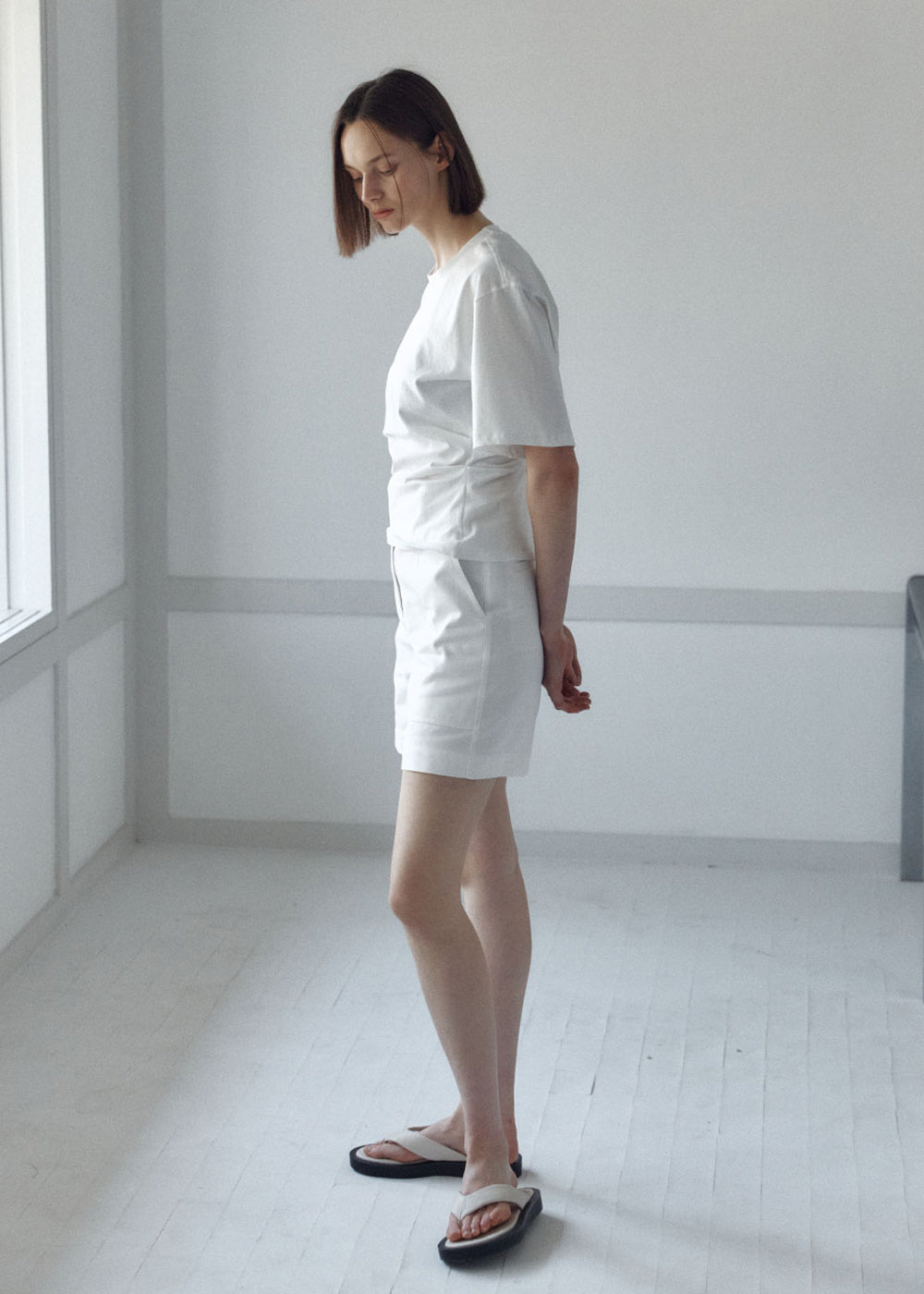 SIDE TUCKED JERSEY TOP_IVORY