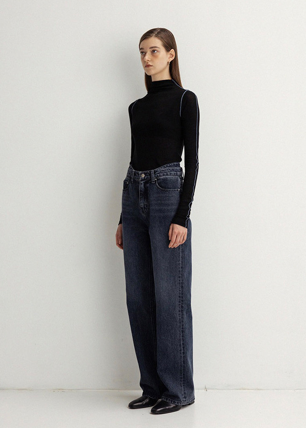 WOOL EDGE POINTED TOP_BLACK