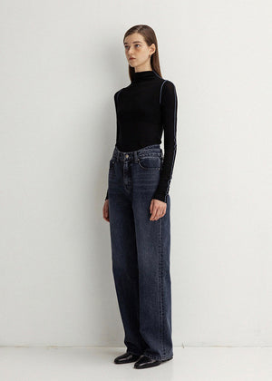 WOOL EDGE POINTED TOP_BLACK