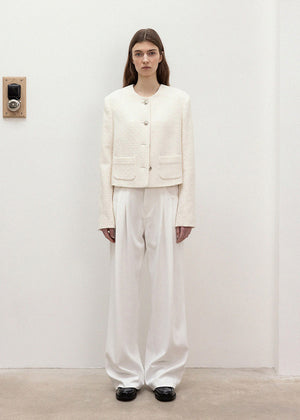 TWO TUCK WIDE SOFT PANTS_WHITE