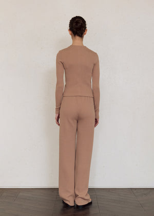 RELAX FIT RIBBED PANTS_CAMEL