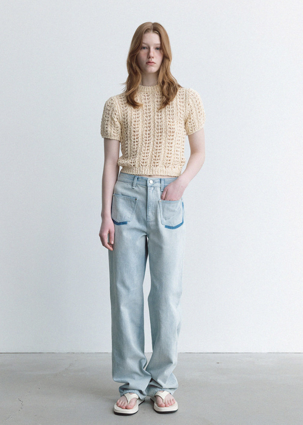 CROCHET ROUND NECK KNIT TOP_YELLOW
