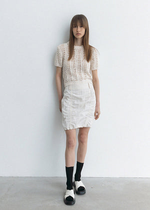 CROCHET ROUND NECK KNIT TOP_ECRU