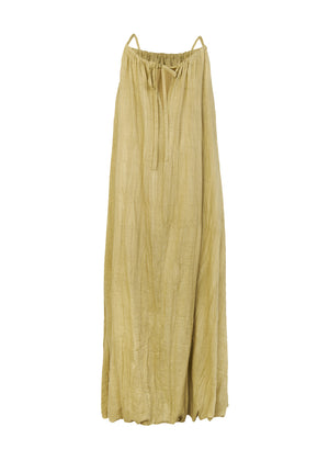 WRINKLE LINEN HALTER-NECK BALLOON DRESS