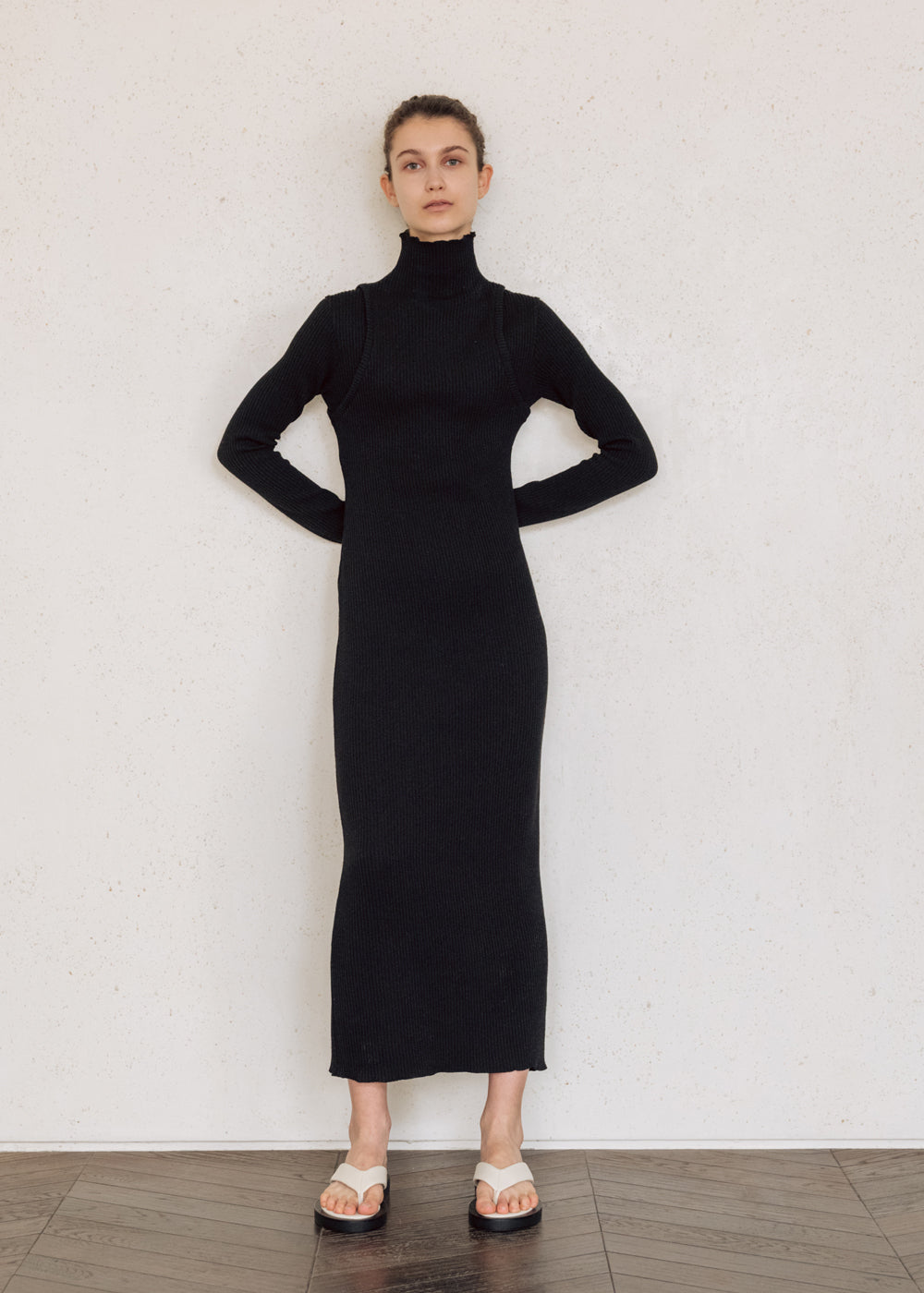 RIBBED MAXI DRESS_BLACK