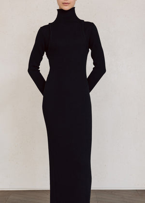 RIBBED MAXI DRESS_BLACK