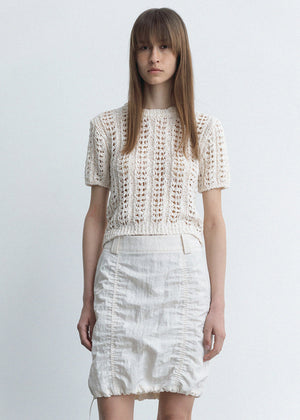 CROCHET ROUND NECK KNIT TOP_ECRU