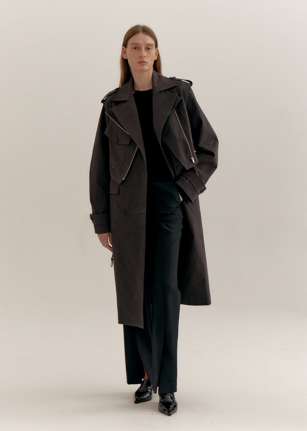 COTTON BELTED COAT_CHARCOAL