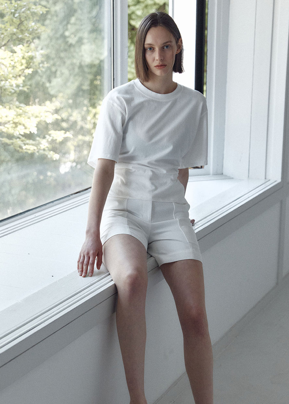 SIDE TUCKED JERSEY TOP_IVORY