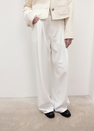 TWO TUCK WIDE SOFT PANTS_WHITE
