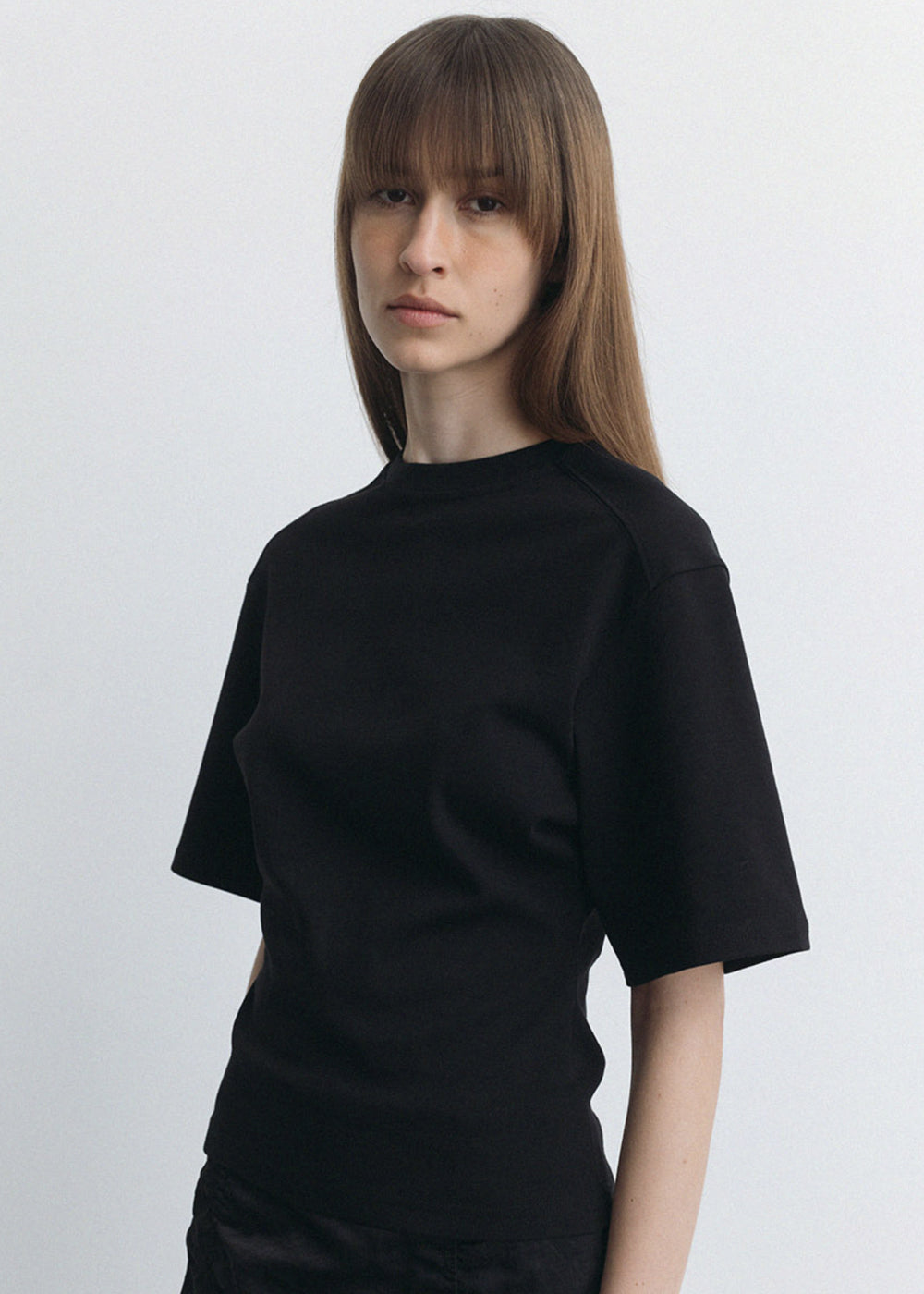 LINE SHAPE COTTON TOP_BLACK