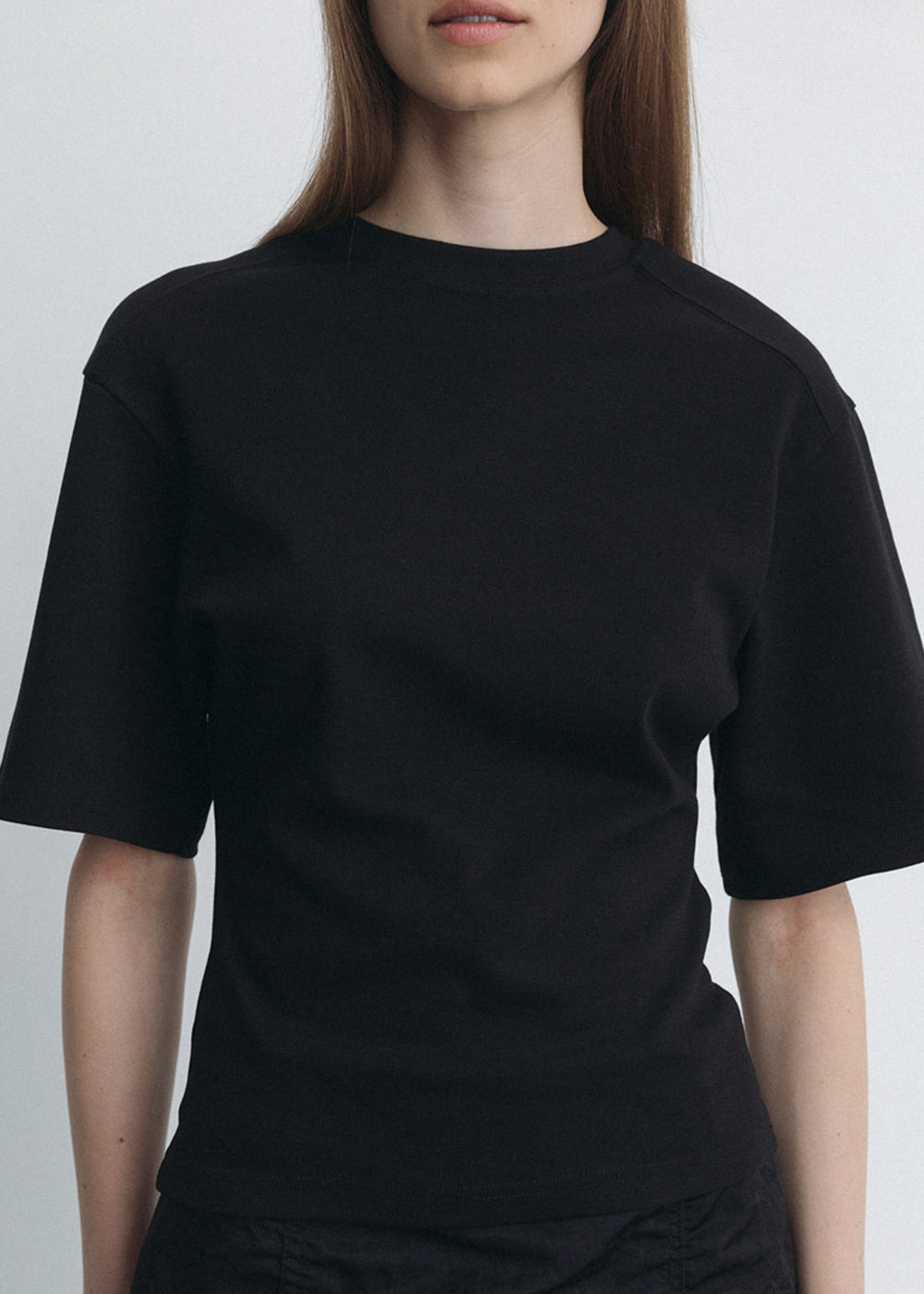 LINE SHAPE COTTON TOP_BLACK