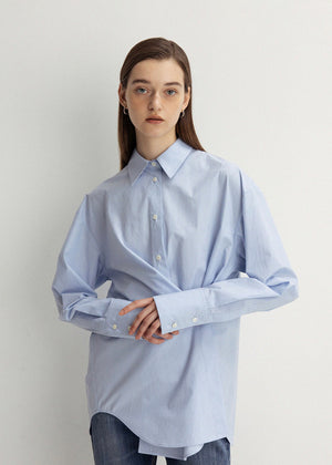 WRAPPED POINTED SHIRT_BLUE STRIPE