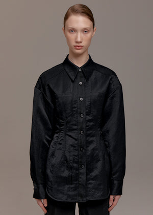 SILKY PADDED LINE SHIRT_BLACK