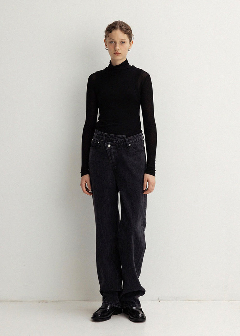 WOOL TURTLENECK DOUBLE TOP_BLACK