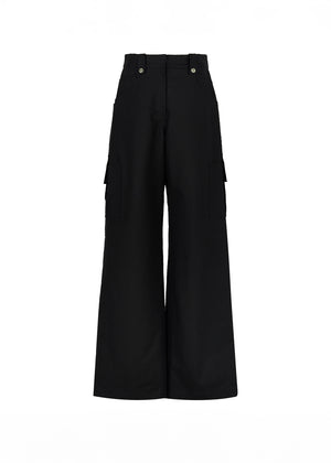 COTTON WIDE POCKET PANTS_BLACK