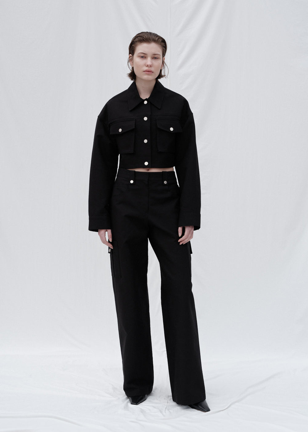 COTTON WIDE POCKET PANTS_BLACK