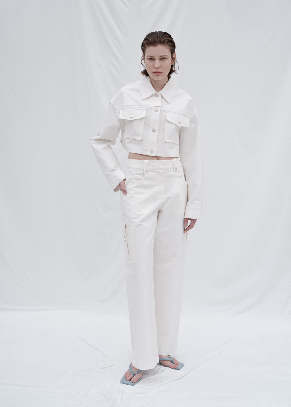 COTTON WIDE POCKET PANTS_IVORY