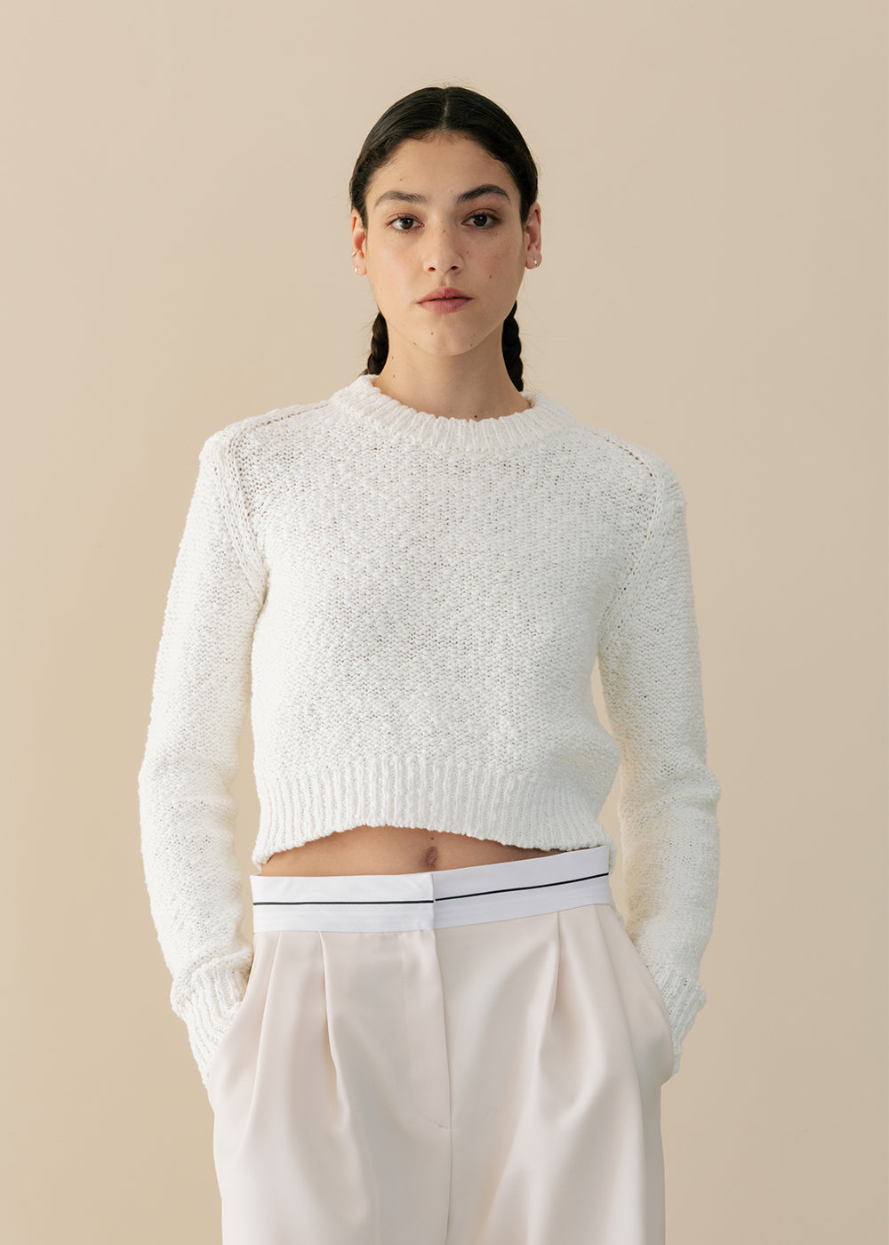 WAIST BAND POINTED PANTS_CREAM