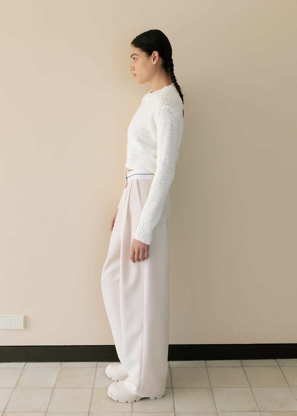 WAIST BAND POINTED PANTS_CREAM