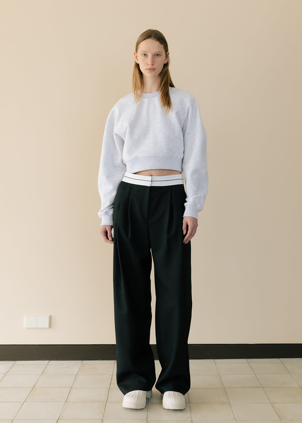 WAIST BAND POINTED PANTS_BLACK