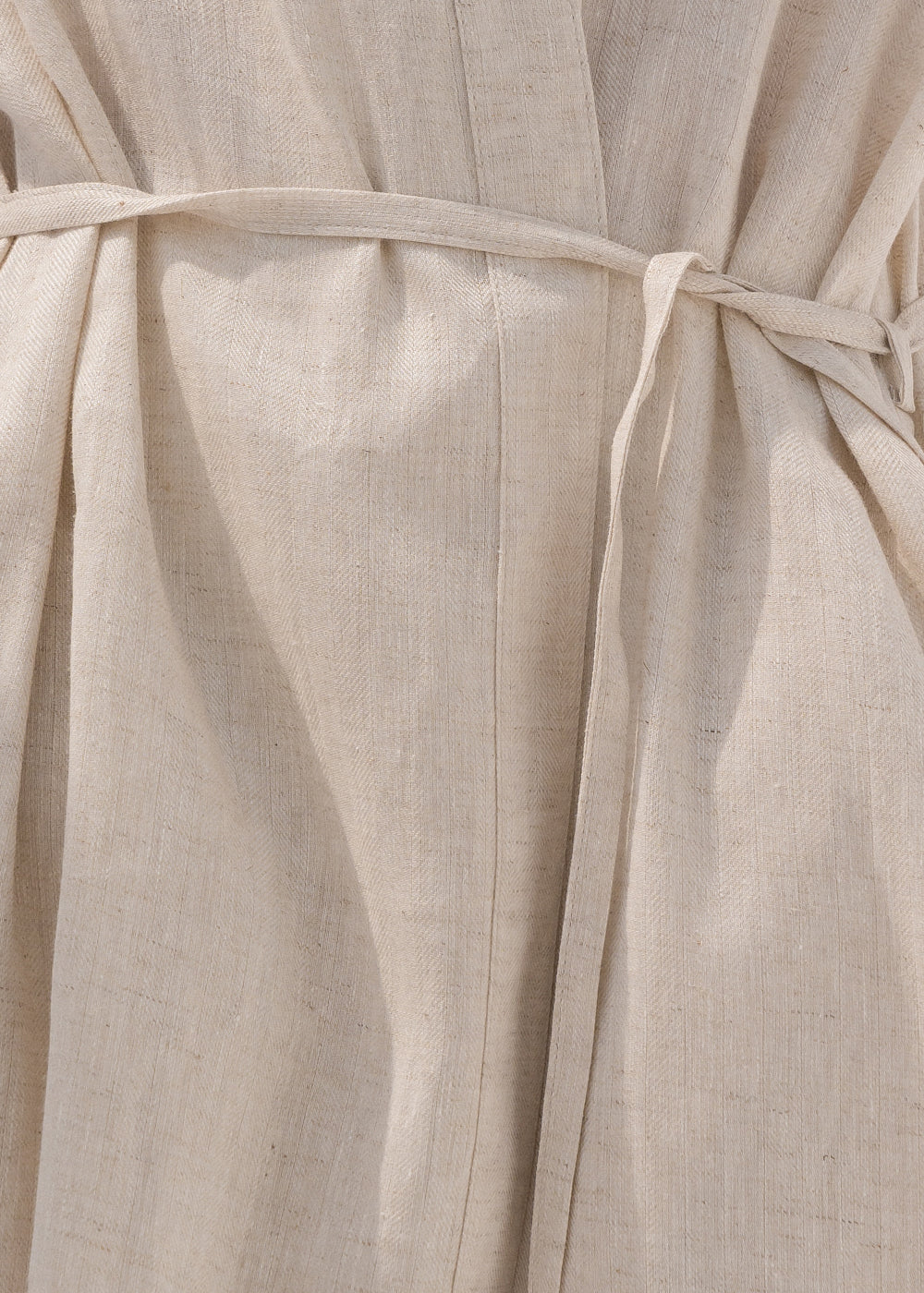 LINEN HERRINGBONE ROBE NATURAL