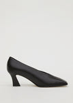 SQUARE LEATHER PUMPS BLACK
