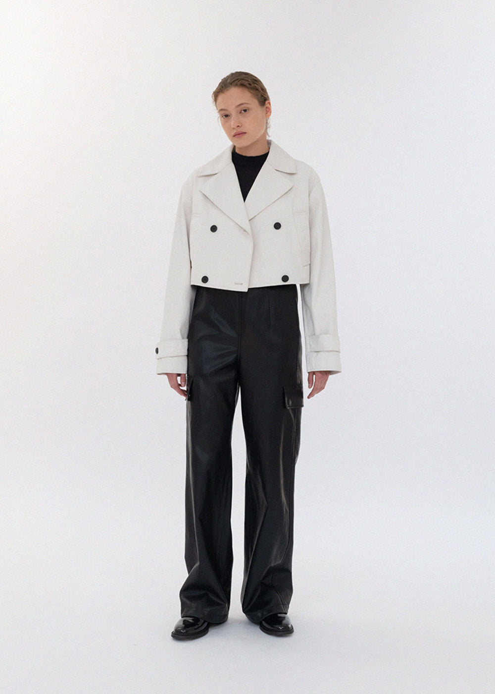 TRENCH CROPPED COTTON JACKET_IVORY