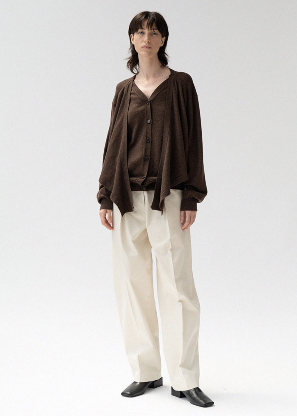 ONE PIN TUCK COTTON PANTS IVORY