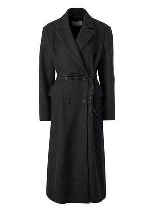 STRING BRUSHED WOOL COAT _ CHARCOAL
