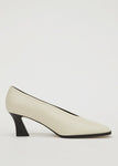 SQUARE LEATHER PUMPS CREAM