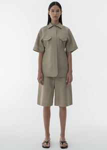 SILK HALF SLEEVE JACKET BEIGE