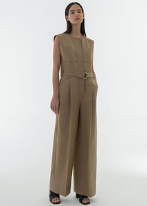 COTTON POCKET JUMPSUIT KHAKI