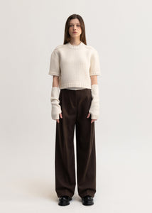 BAND POINTED WOOL PANTS_BROWN