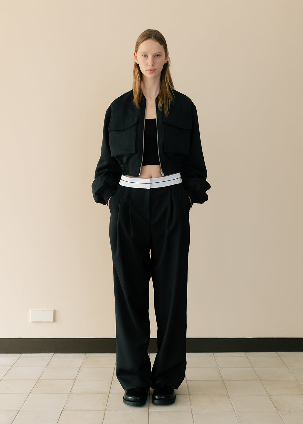 POCKET CROPPED BLOUSON_BLACK