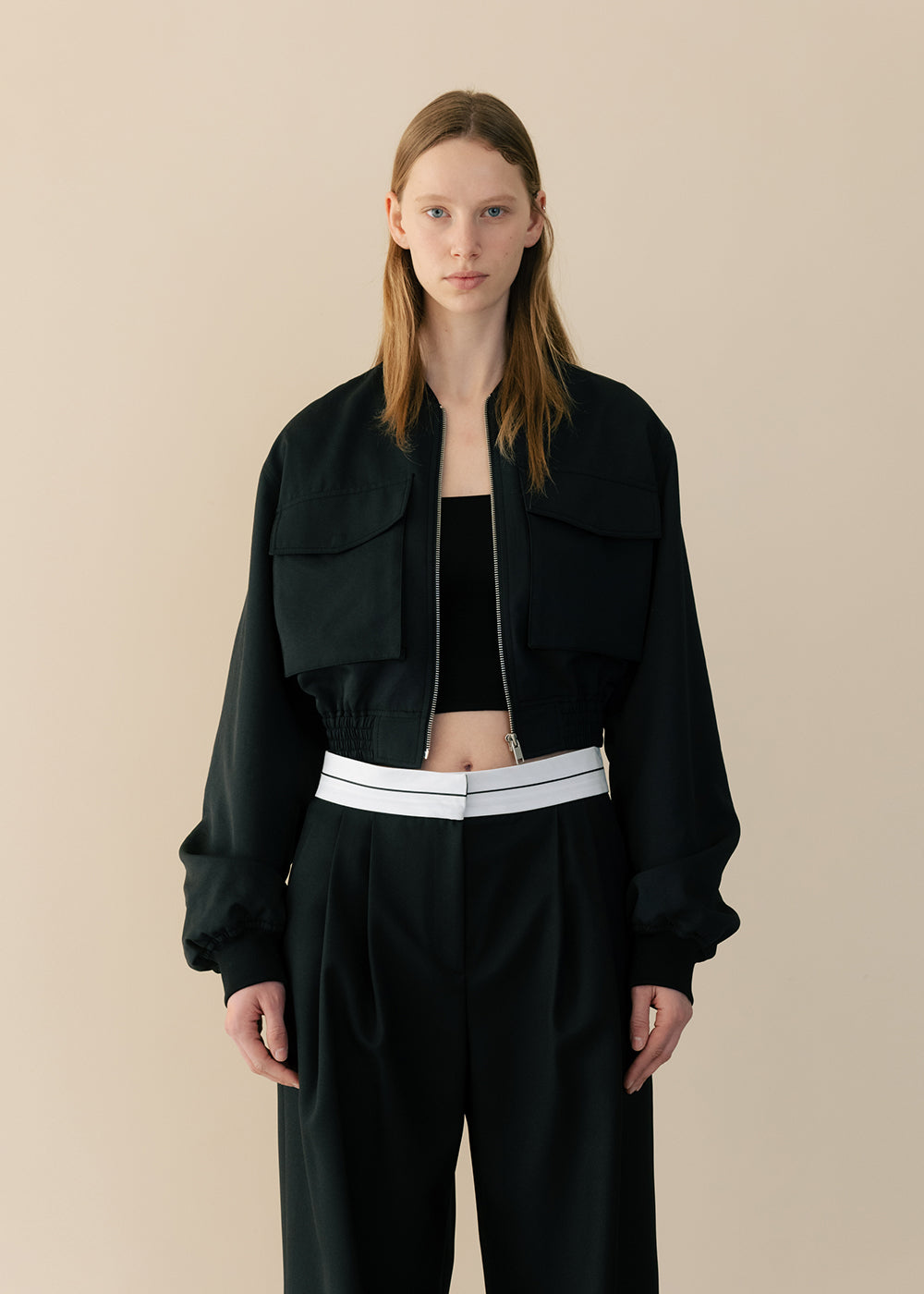 POCKET CROPPED BLOUSON_BLACK