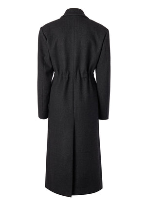STRING BRUSHED WOOL COAT _ CHARCOAL